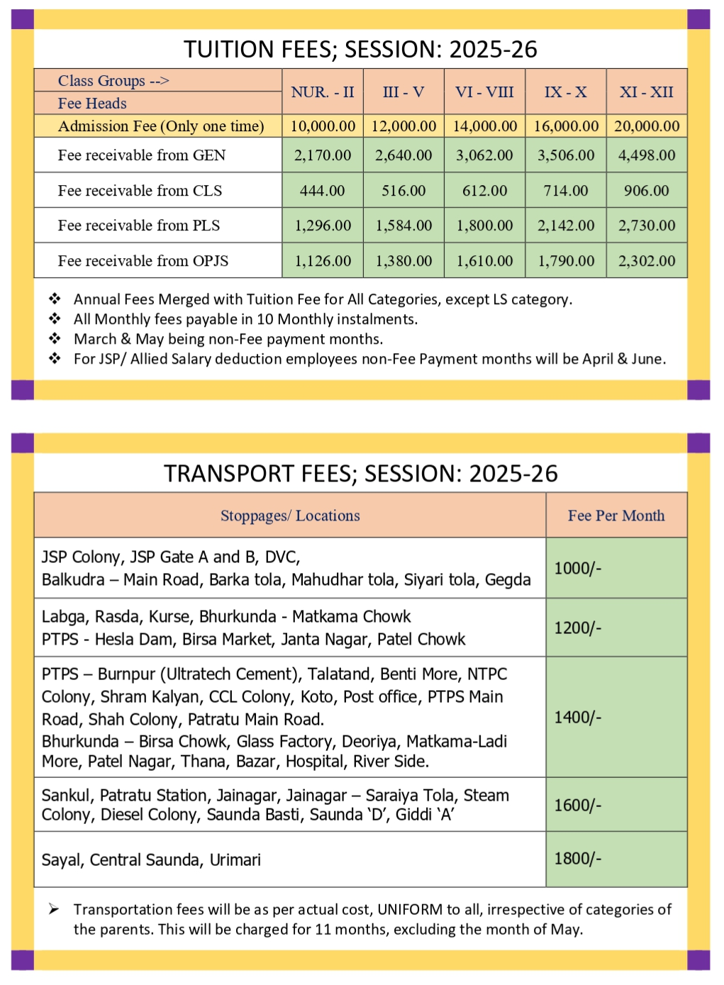Fee Structre 2025-26
